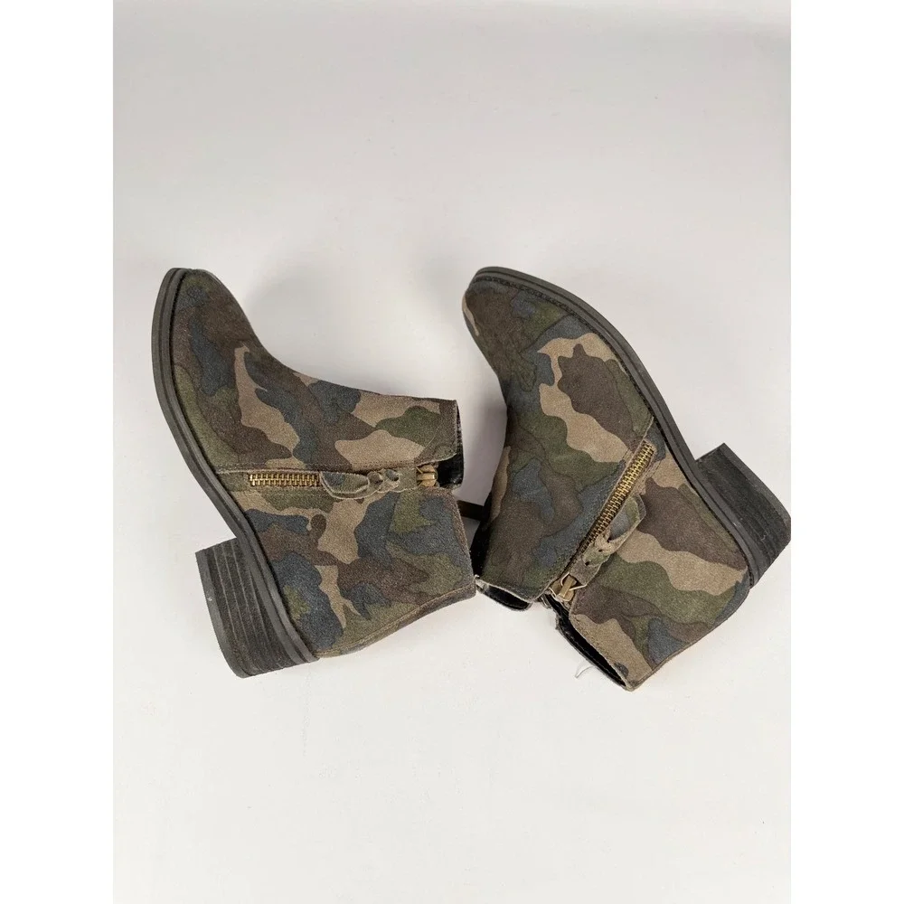 Blondo Waterproof Camo Suede Ankle Boots Green‎ Brown B5859 7.5M